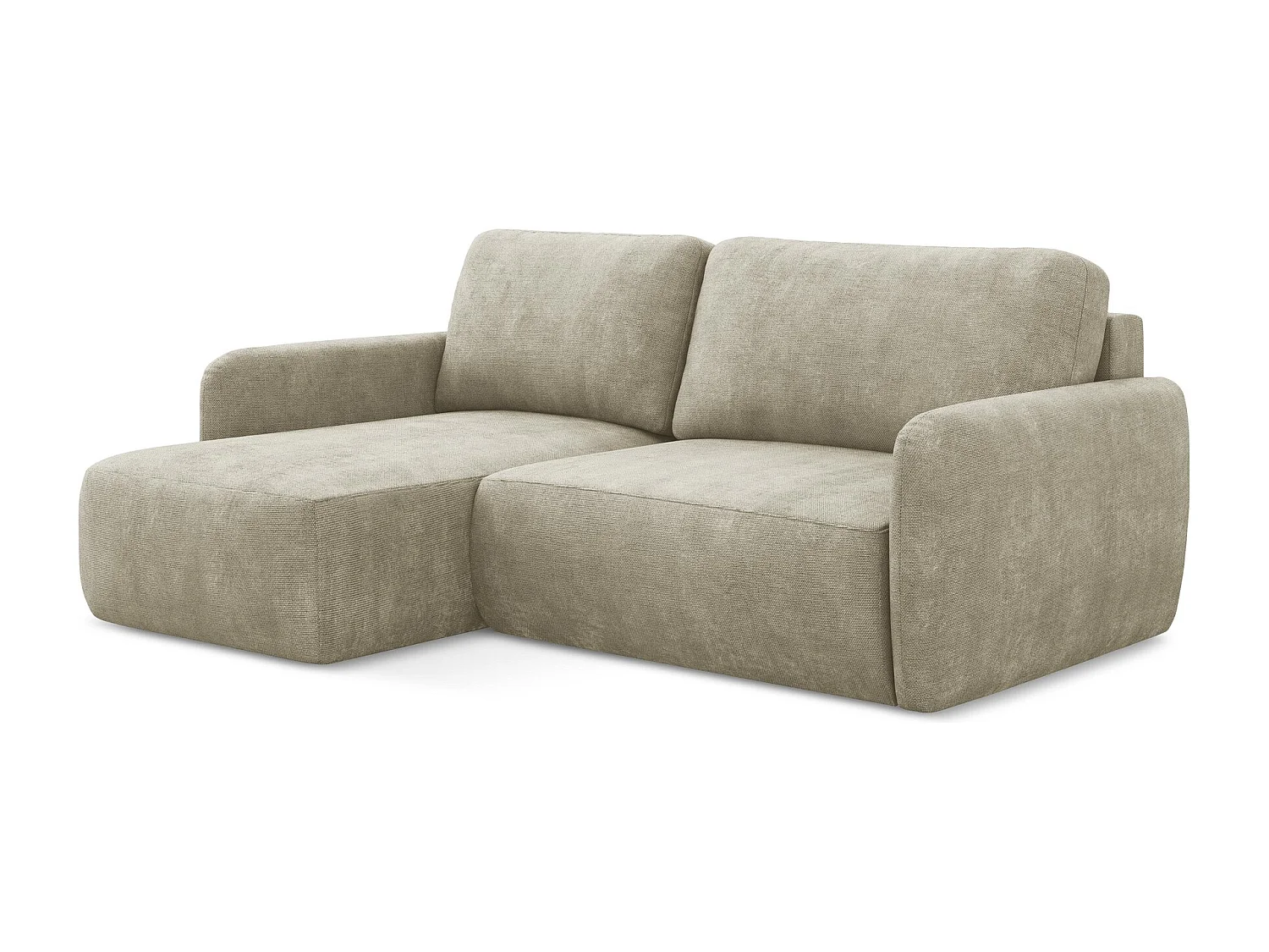 Canapé d’angle 2 places gauche convertible en tissu chenille - beige - LILO