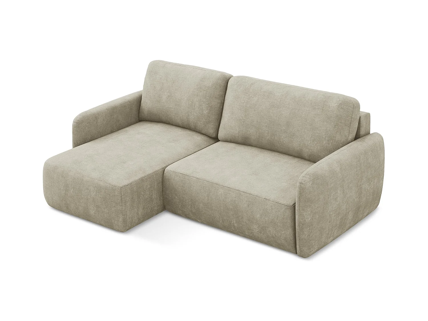 Canapé d’angle 2 places gauche convertible en tissu chenille - beige - LILO