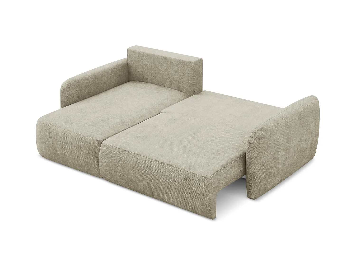 Canapé d’angle 2 places gauche convertible en tissu chenille - beige - LILO