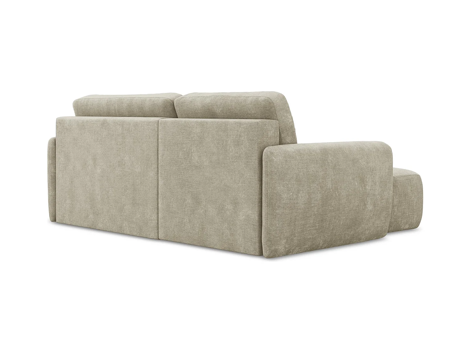Canapé d’angle 2 places gauche convertible en tissu chenille - beige - LILO