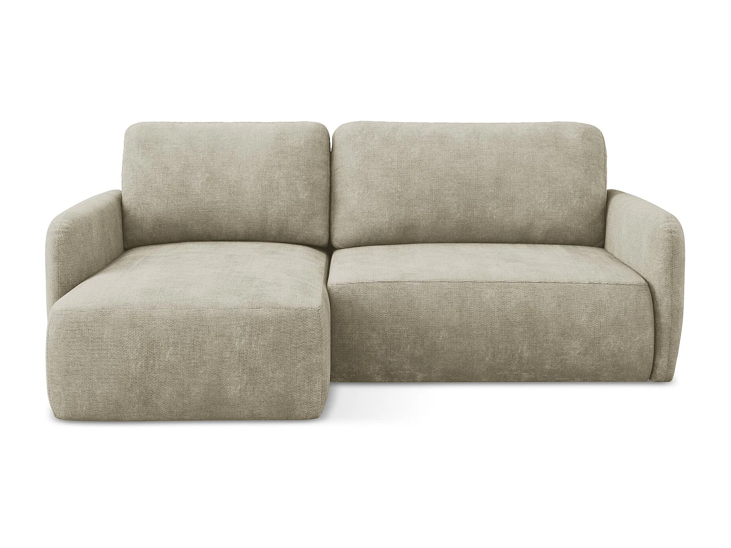 Canapé d’angle 2 places gauche convertible en tissu chenille - beige - LILO