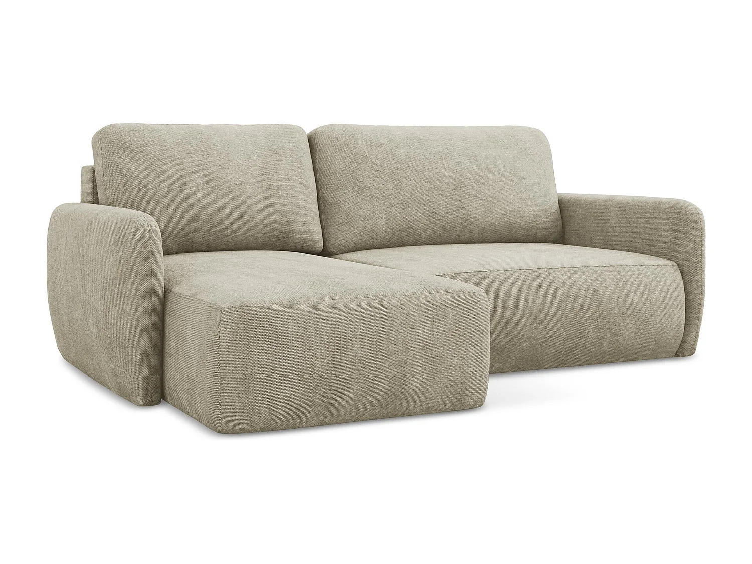 Canapé d’angle 2 places gauche convertible en tissu chenille - beige - LILO