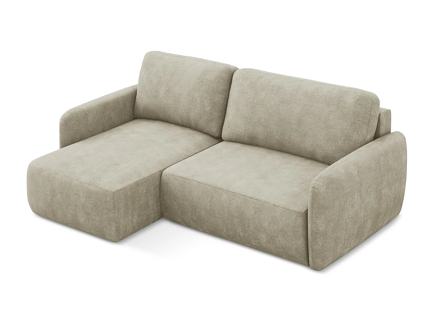 Canapé d’angle 2 places gauche convertible en tissu chenille - beige - LILO