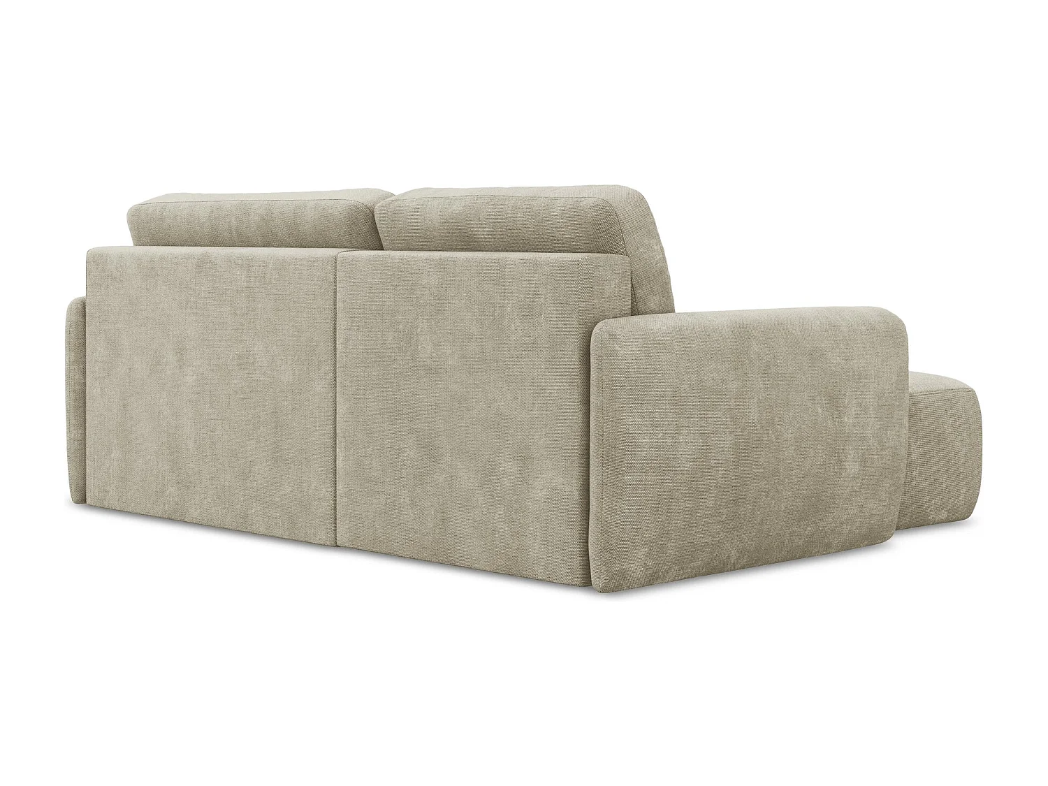 Canapé d’angle 2 places gauche convertible en tissu chenille - beige - LILO