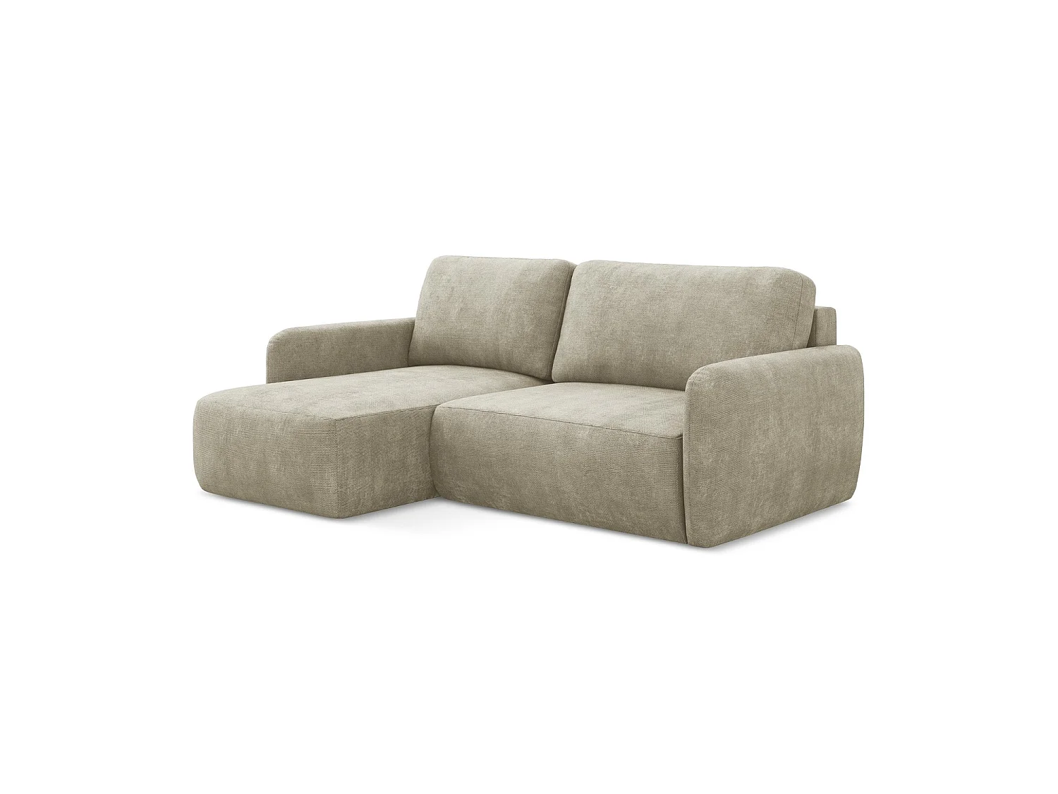 Canapé d’angle 2 places gauche convertible en tissu chenille - beige - CORLE