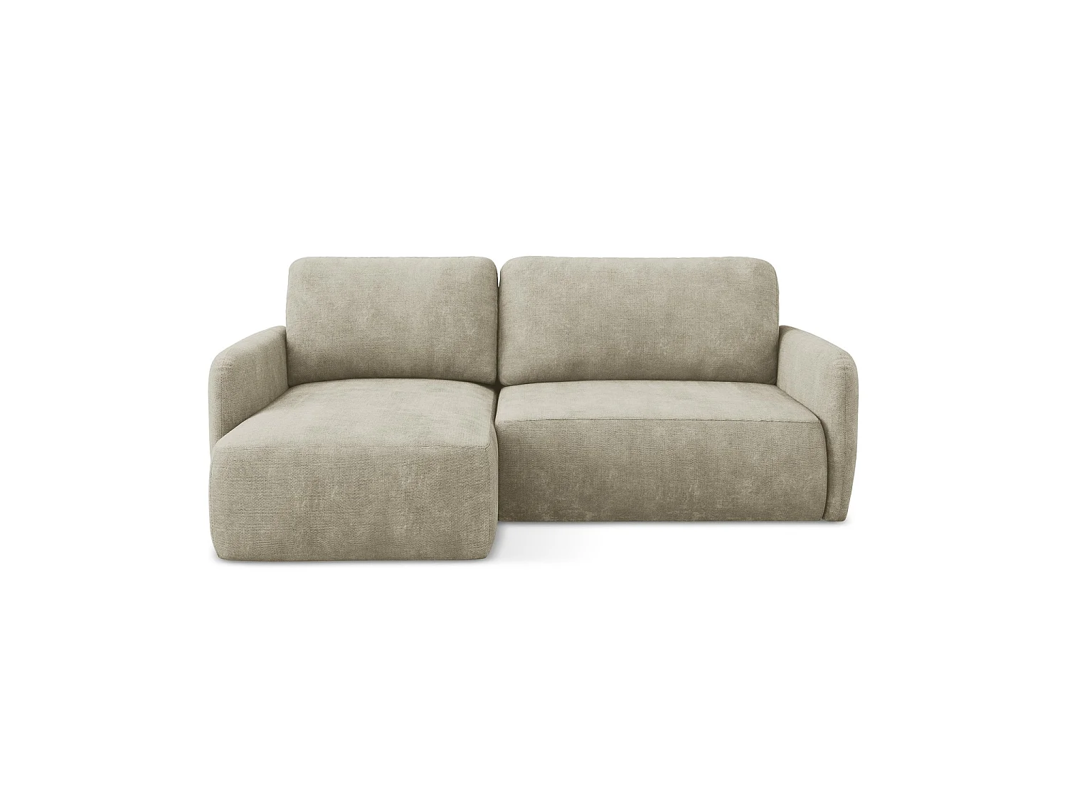 Canapé d’angle 2 places gauche convertible en tissu chenille - beige - CORLE