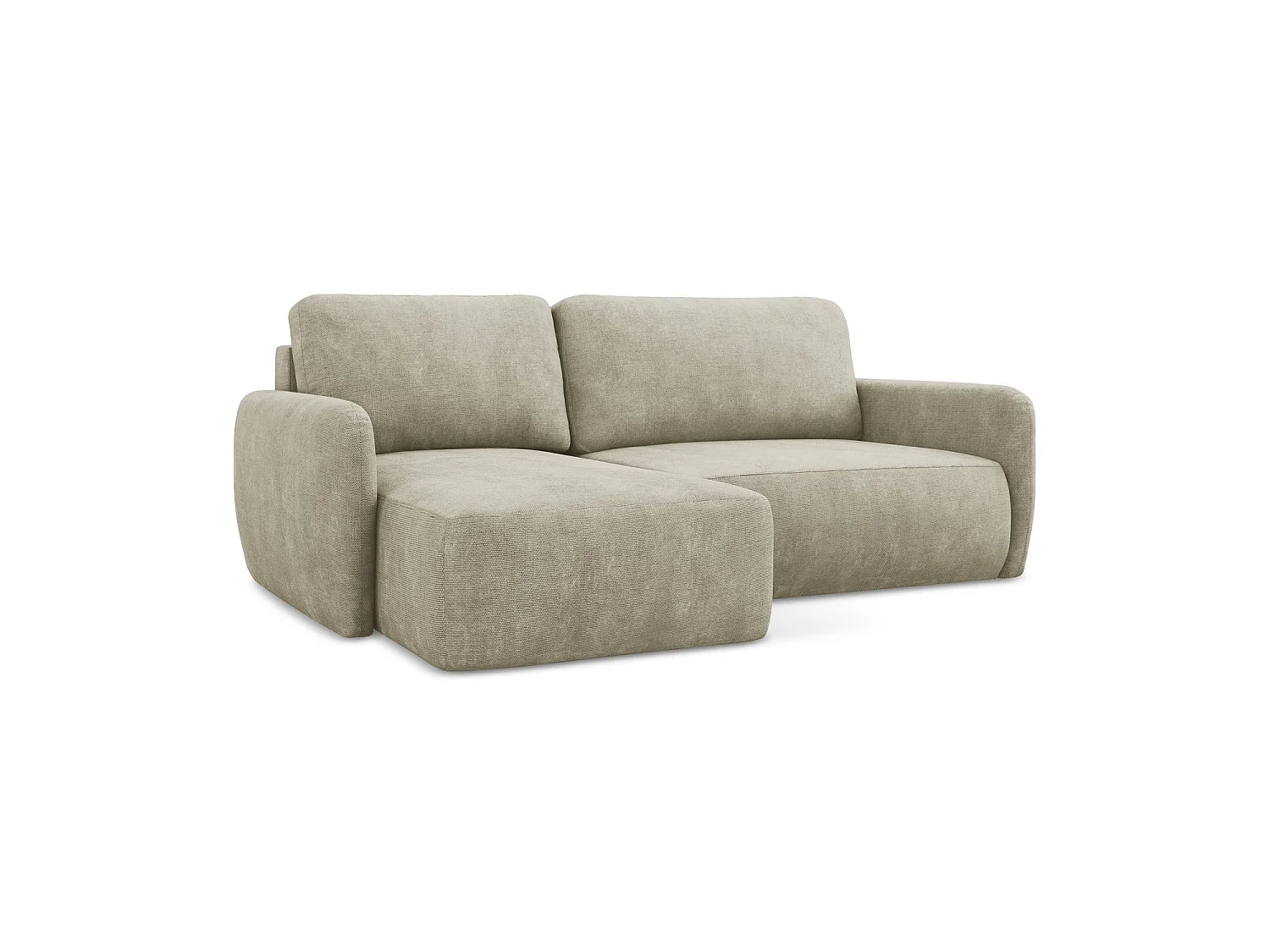 Canapé d’angle 2 places gauche convertible en tissu chenille - beige - CORLE