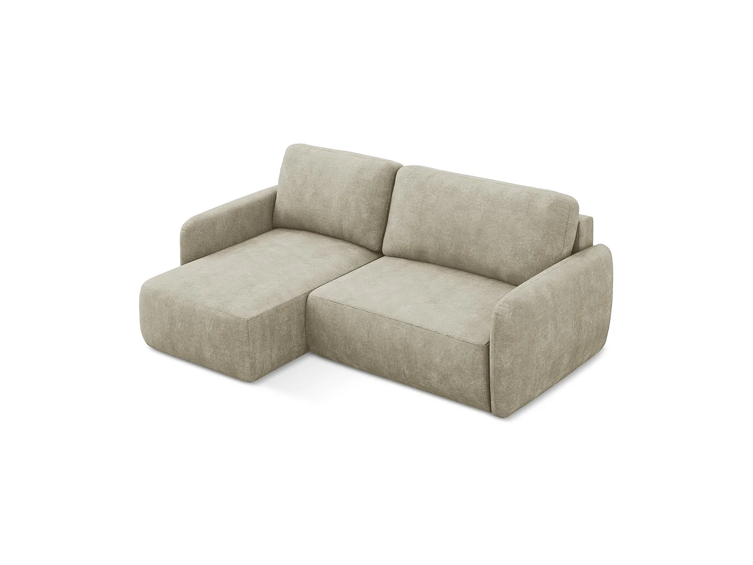 Canapé d’angle 2 places gauche convertible en tissu chenille - beige - CORLE