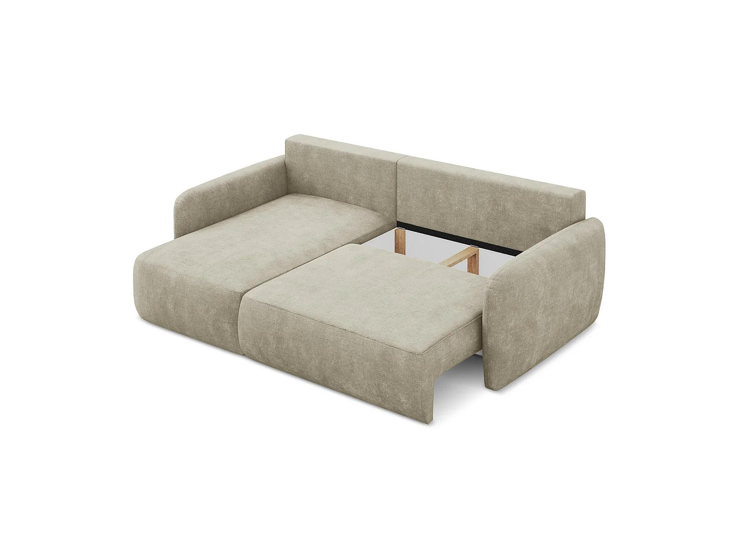 Canapé d’angle 2 places gauche convertible en tissu chenille - beige - CORLE