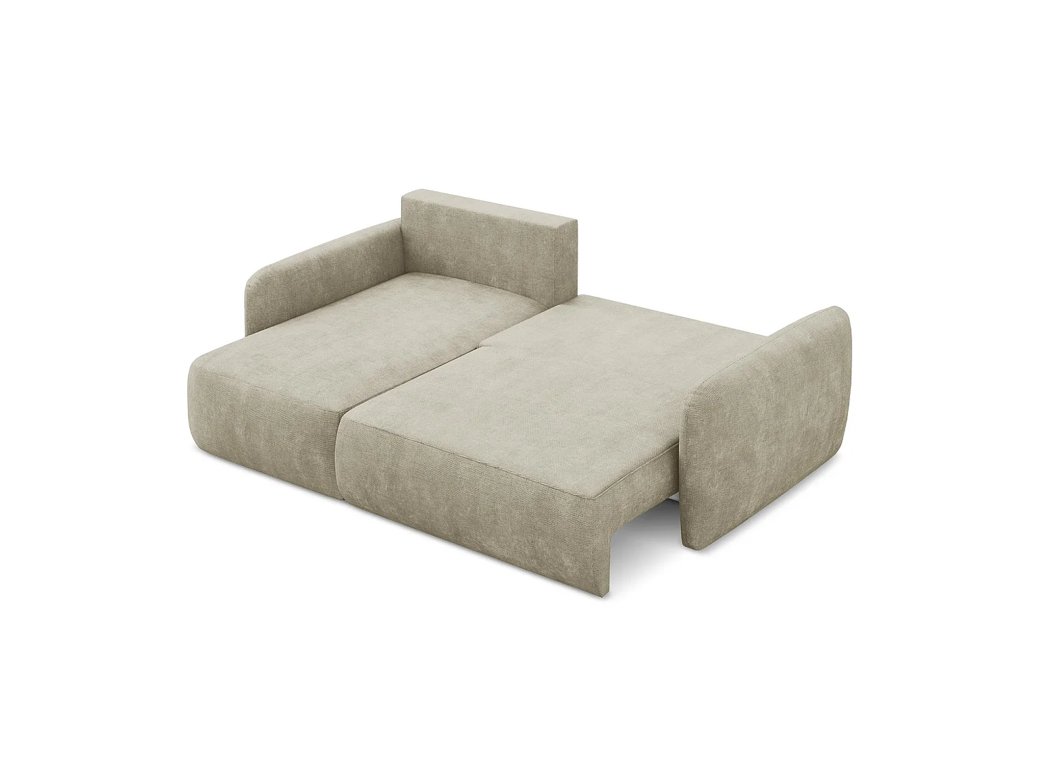 Canapé d’angle 2 places gauche convertible en tissu chenille - beige - CORLE