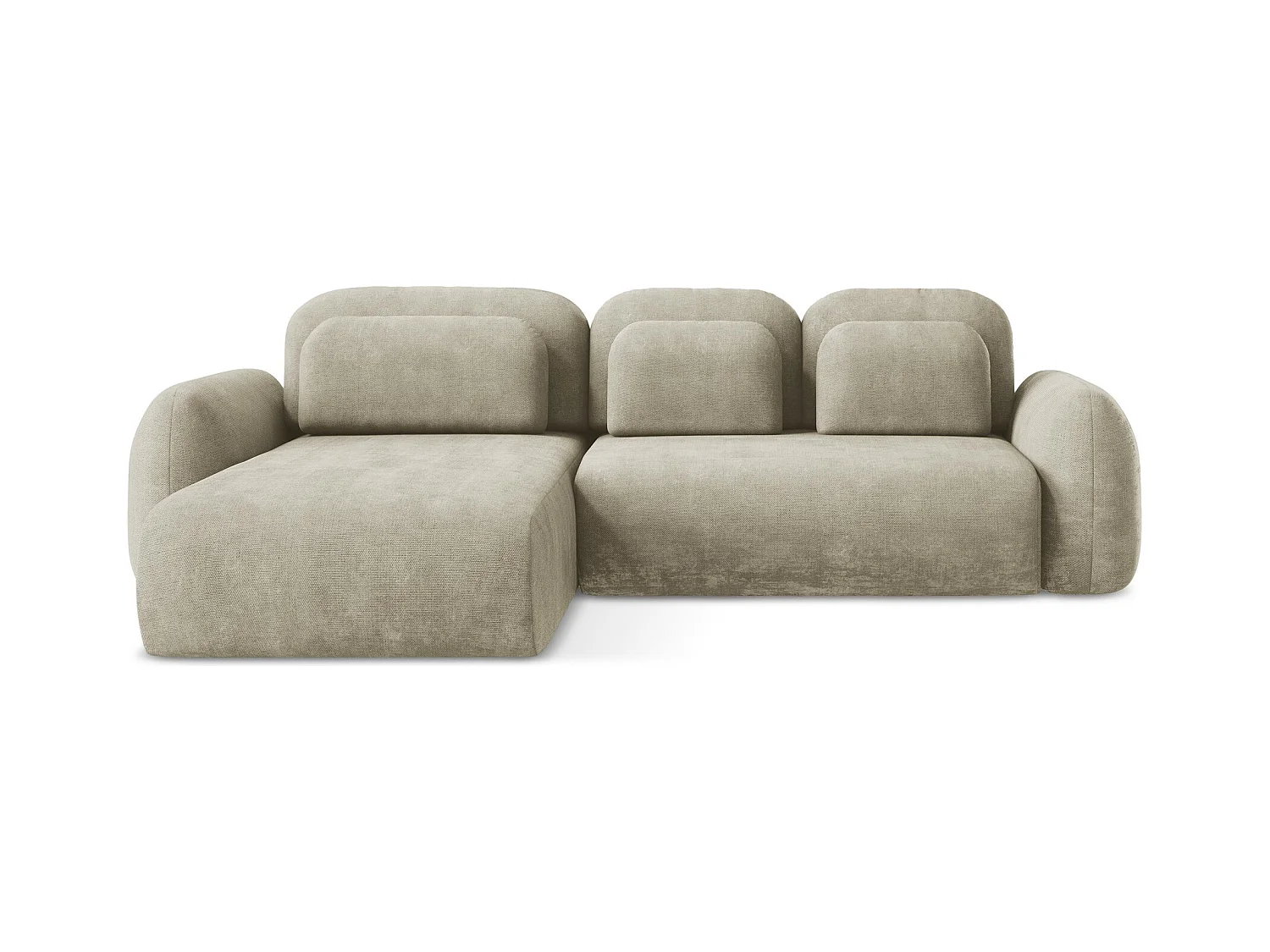 Canapé d’angle 3 places gauche convertible en tissu chenille - beige - LOHI