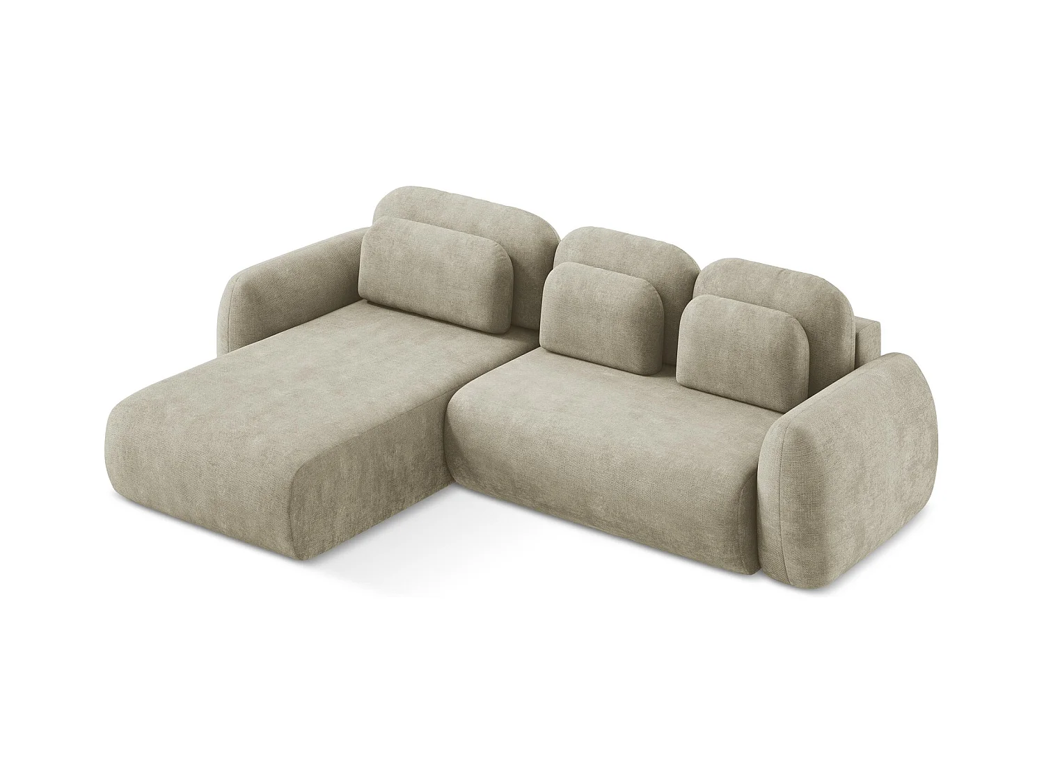 Canapé d’angle 3 places gauche convertible en tissu chenille - beige - LOHI