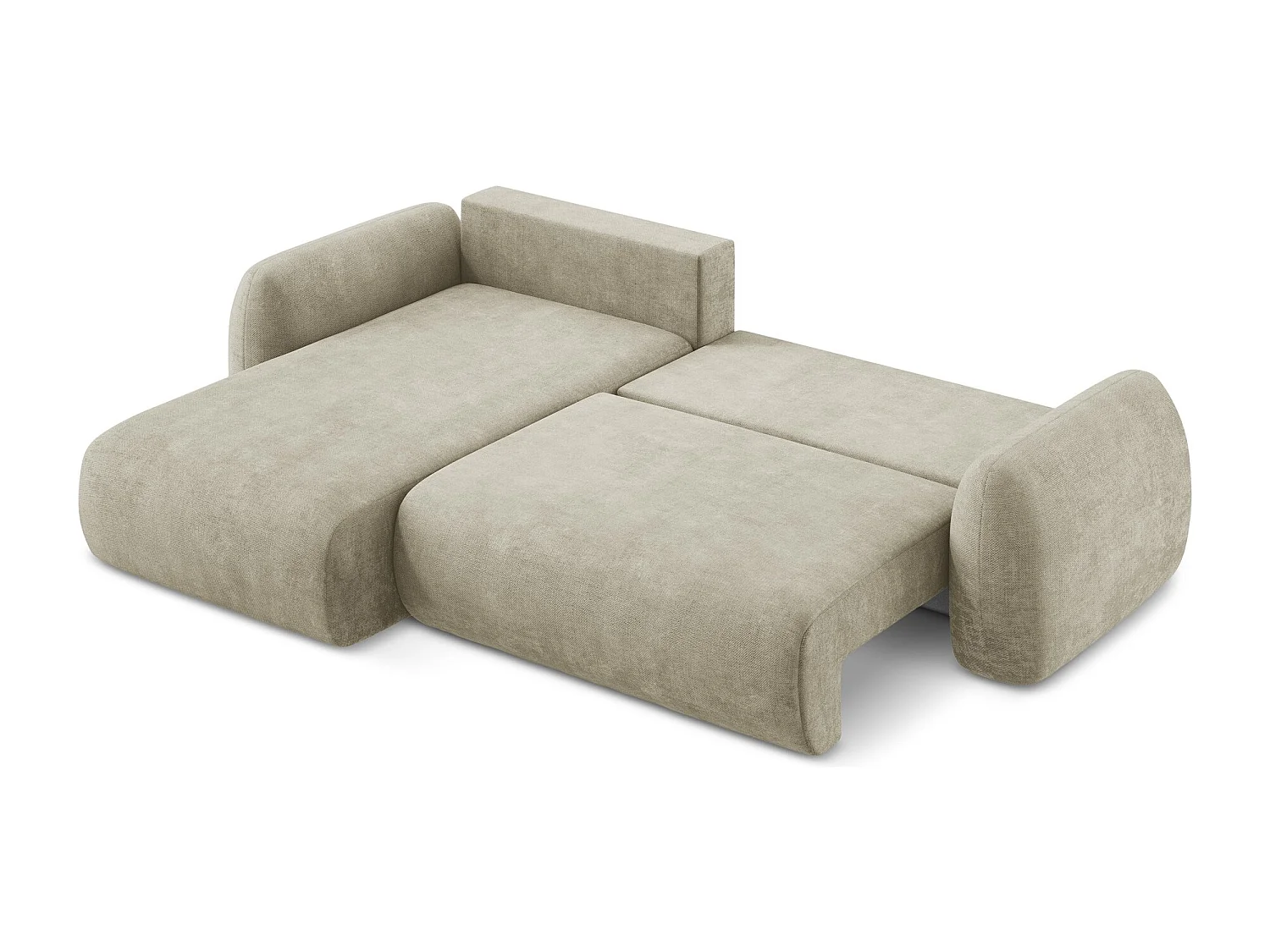 Canapé d’angle 3 places gauche convertible en tissu chenille - beige - LOHI