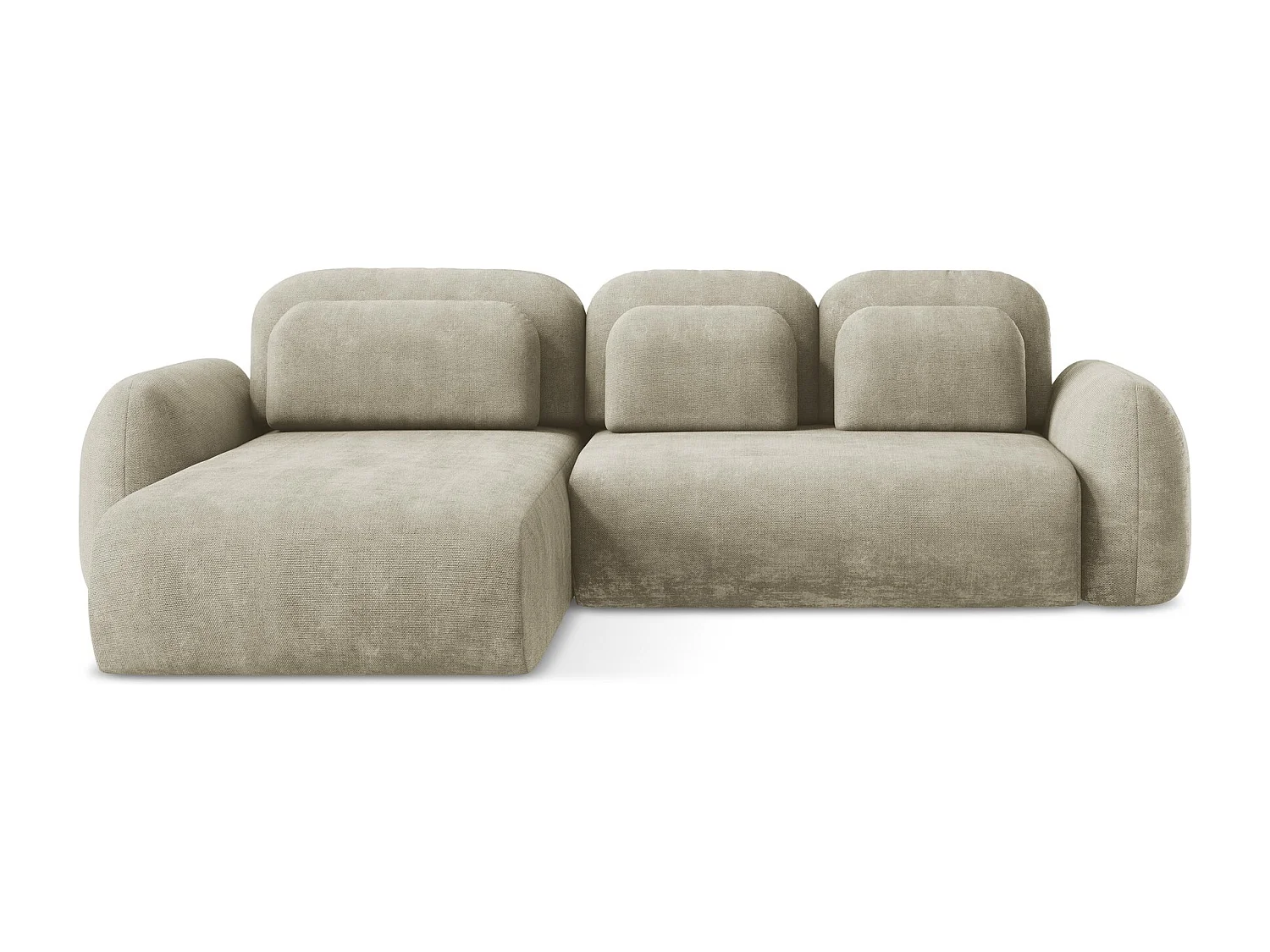 Canapé d’angle 3 places gauche convertible en tissu chenille - beige - LOHI