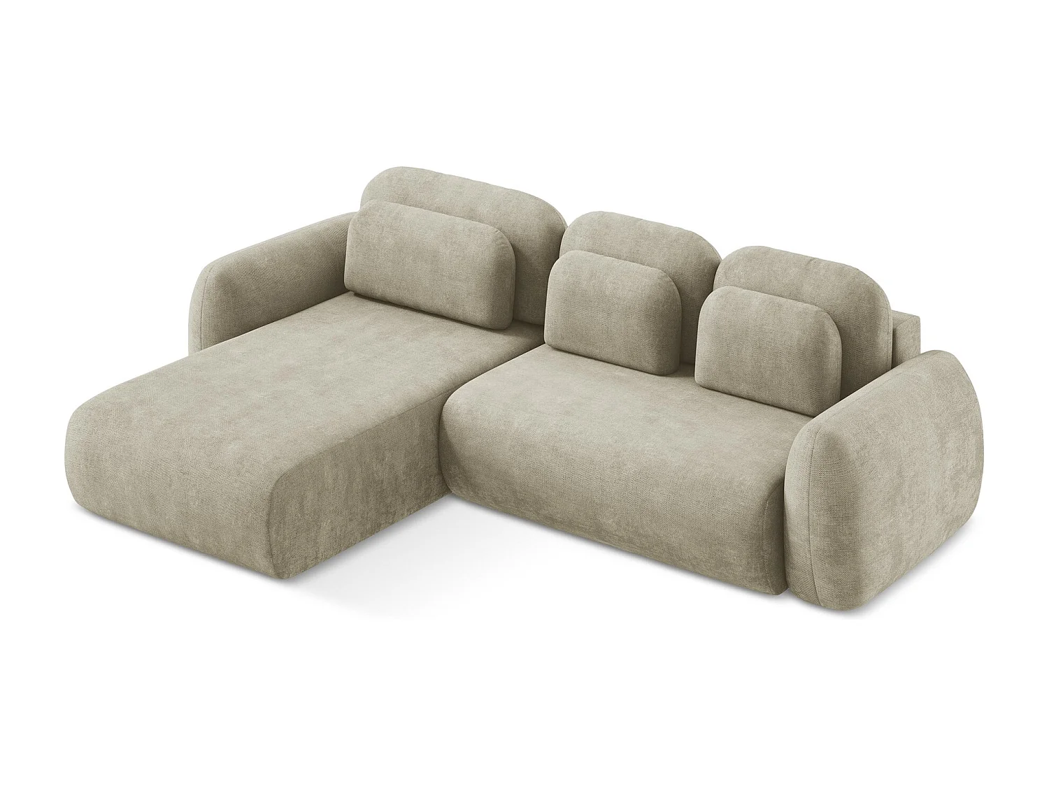 Canapé d’angle 3 places gauche convertible en tissu chenille - beige - LOHI