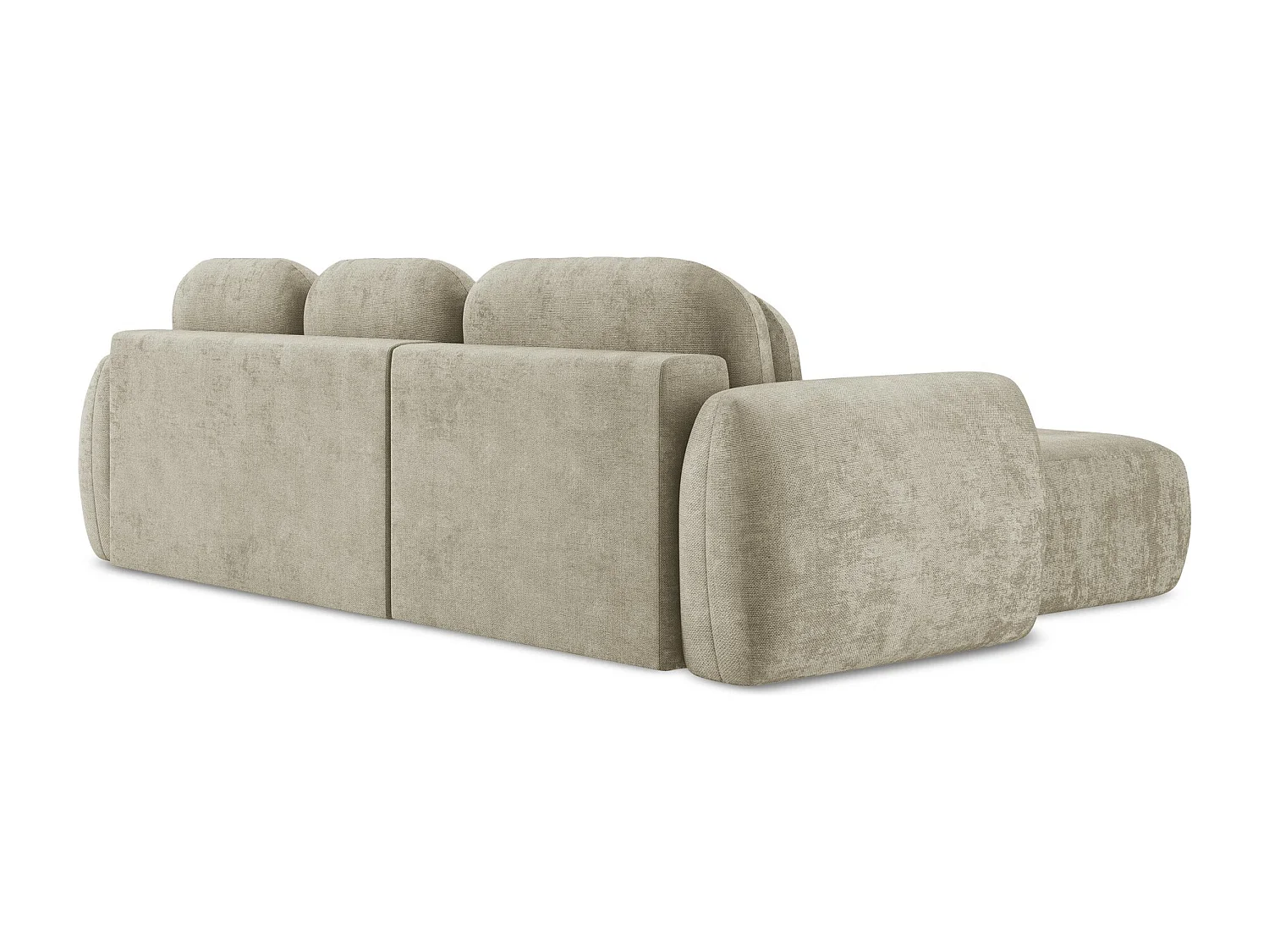 Canapé d’angle 3 places gauche convertible en tissu chenille - beige - LOHI