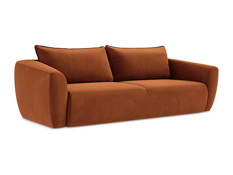 3-Sitzer Sofa mit Schlaffunktion - Samt - Terrakotta - GUAVA