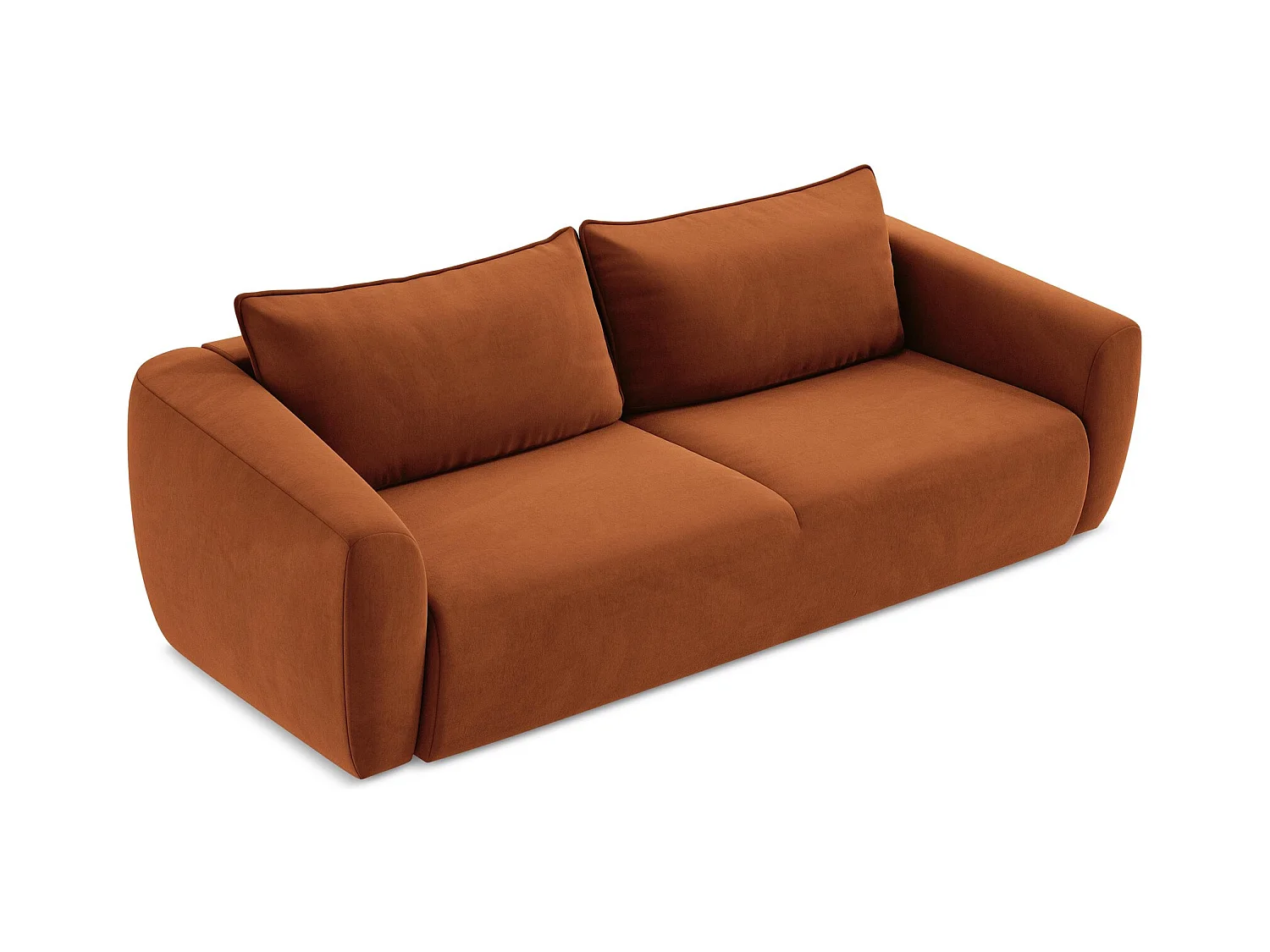 Canapé 3 places convertible en velours - terre cuite - GUAVA
