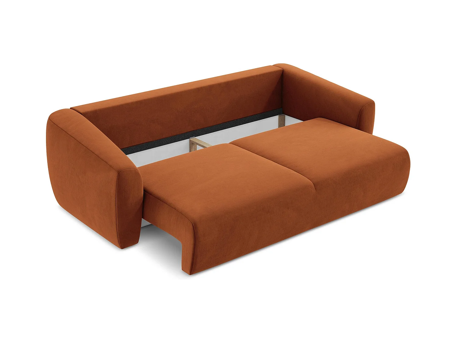 Canapé 3 places convertible en velours - terre cuite - GUAVA