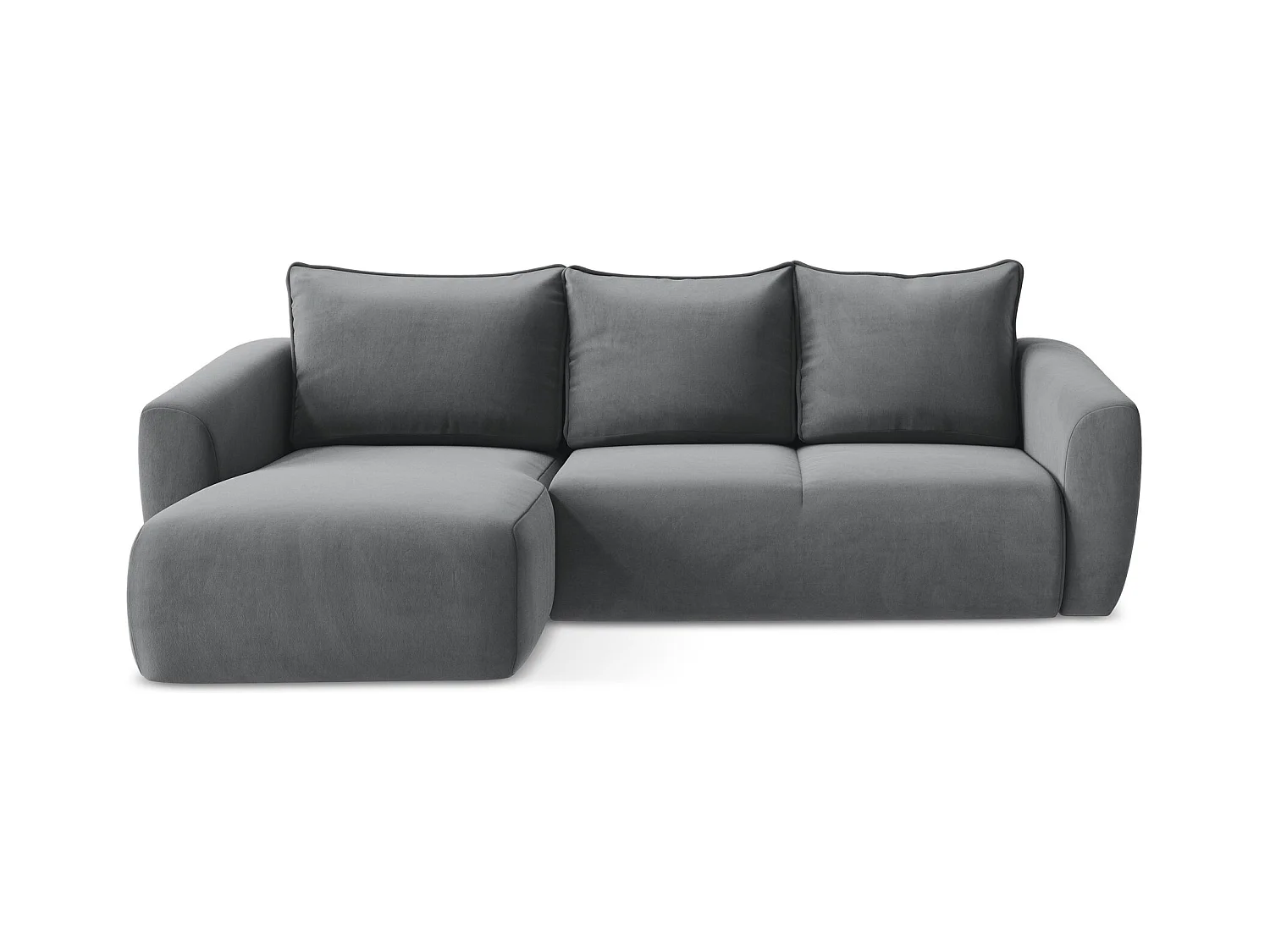 Canapé d’angle 3 places gauche convertible en velours - acier - GUAVA