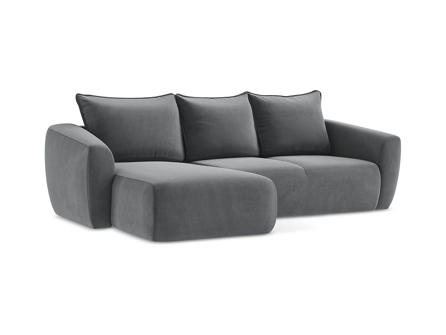 Canapé d’angle 3 places gauche convertible en velours - acier - GUAVA