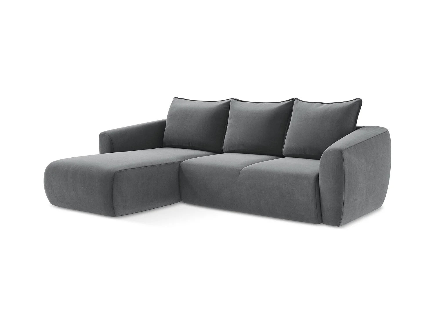 3-Sitzer Ecksofa mit Schlaffunktion - Ecke Links - Samt - Stahl - GUAVA
