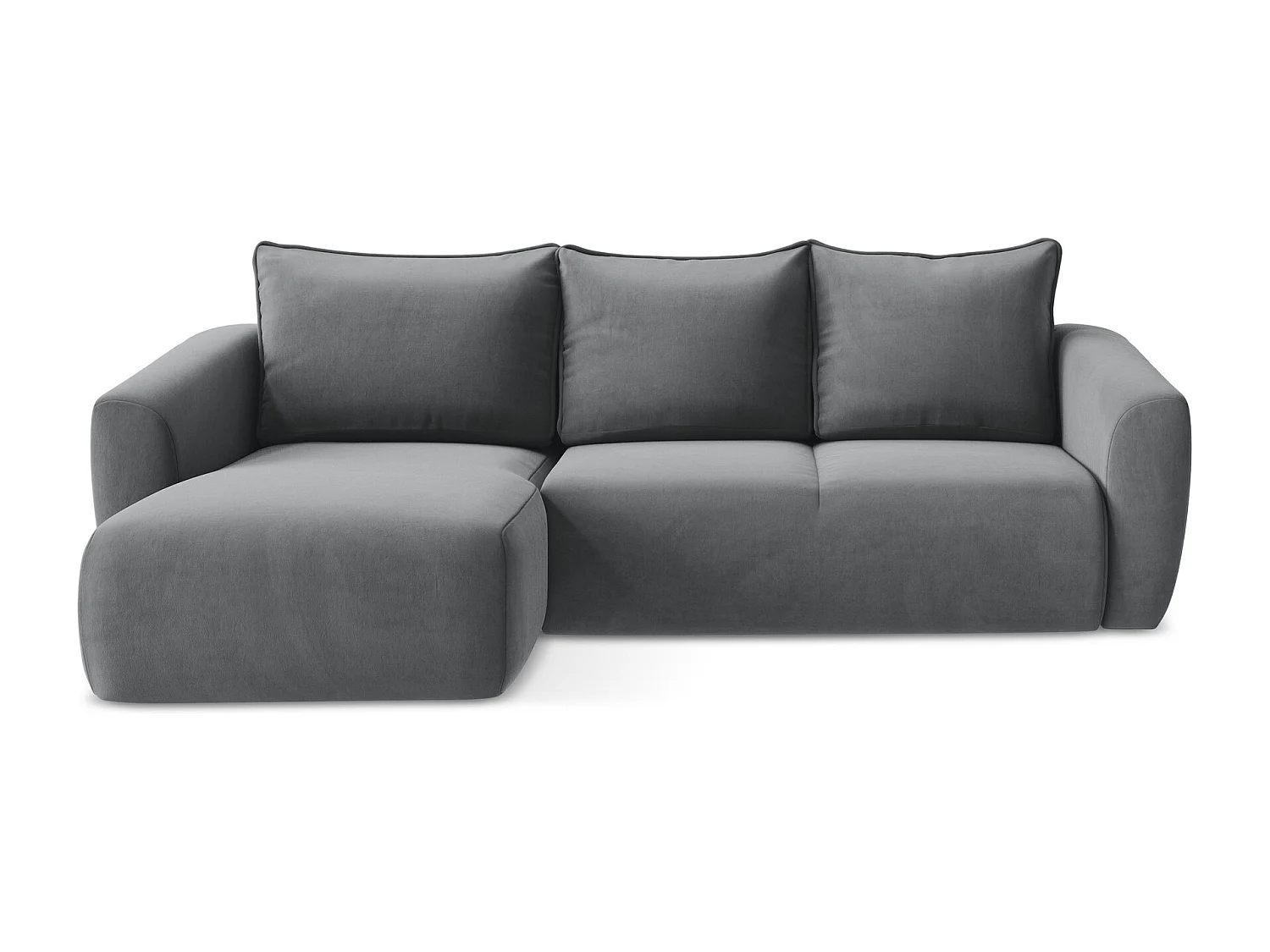 Canapé d’angle 3 places gauche convertible en velours - acier - GUAVA