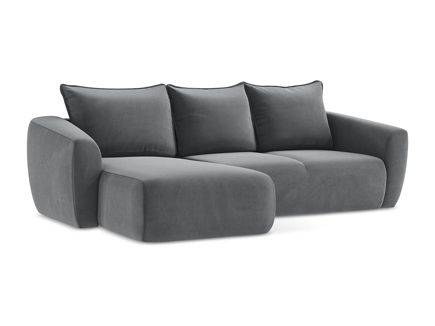 Canapé d’angle 3 places gauche convertible en velours - acier - GUAVA