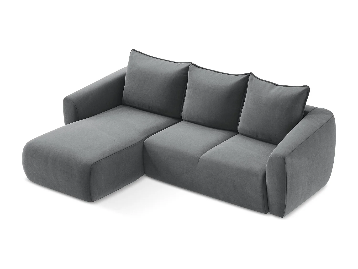 Canapé d’angle 3 places gauche convertible en velours - acier - GUAVA