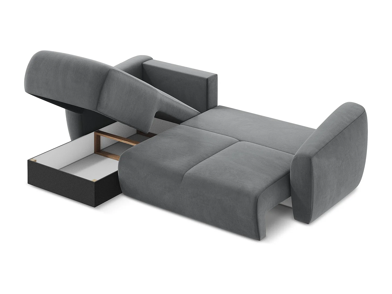 Canapé d’angle 3 places gauche convertible en velours - acier - GUAVA