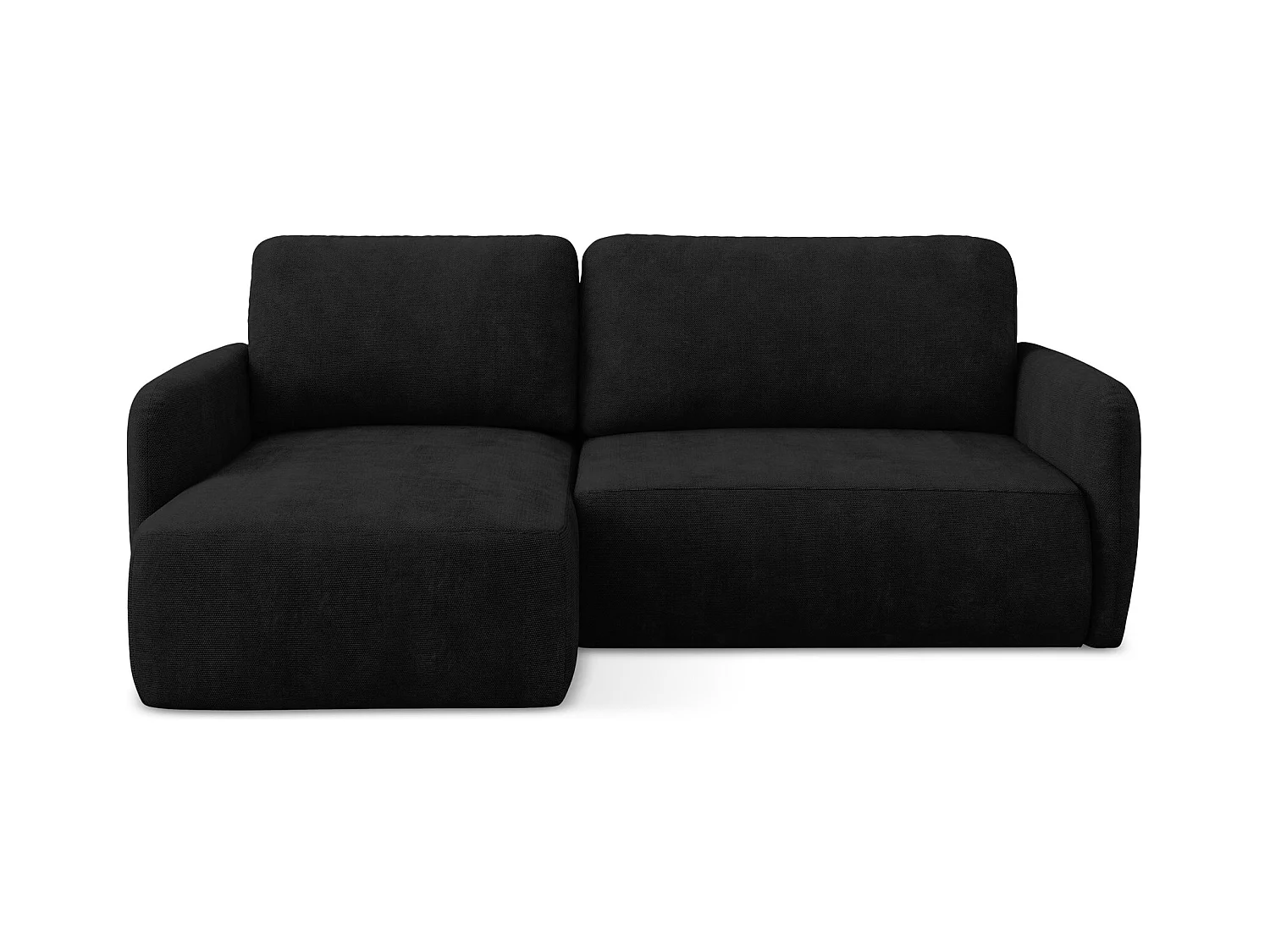 Canapé d’angle 2 places gauche convertible en tissu chenille - noir - LILO