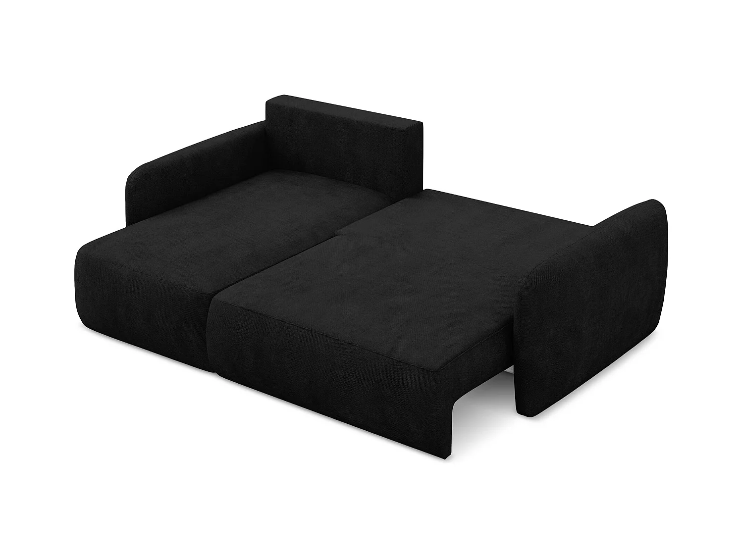 Canapé d’angle 2 places gauche convertible en tissu chenille - noir - LILO
