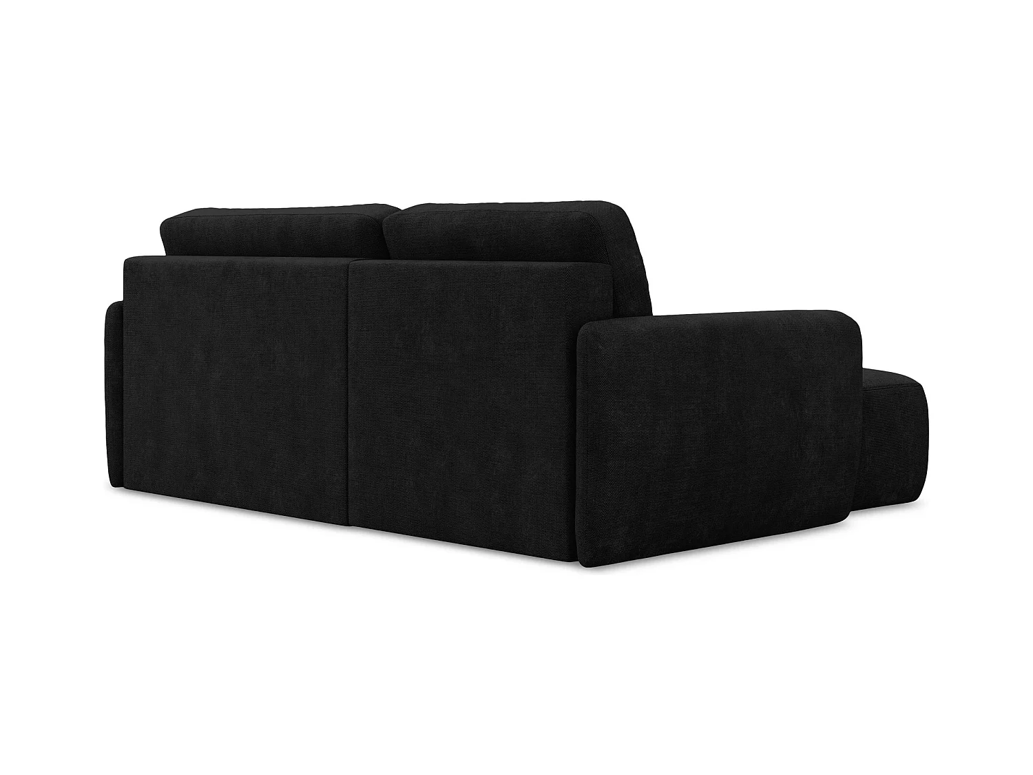 Canapé d’angle 2 places gauche convertible en tissu chenille - noir - LILO