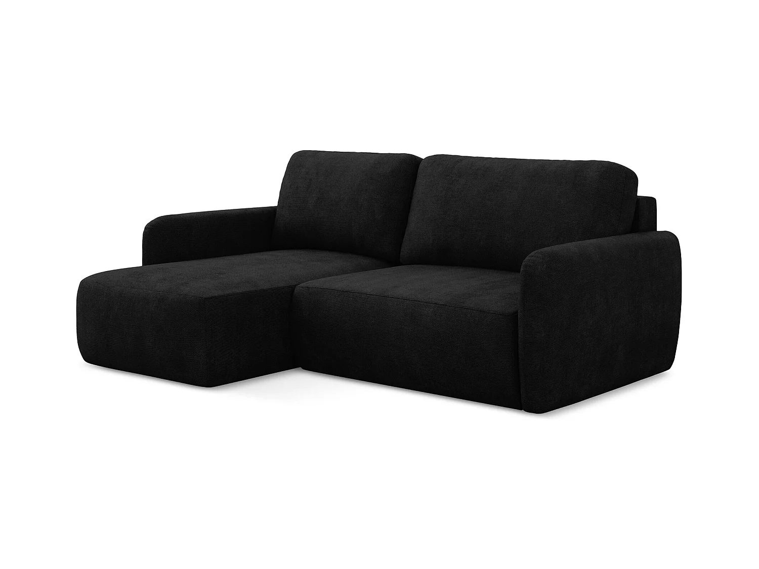 2-Sitzer Ecksofa mit Schlaffunktion - Ecke Links - Chenille - Schwarz - LILO