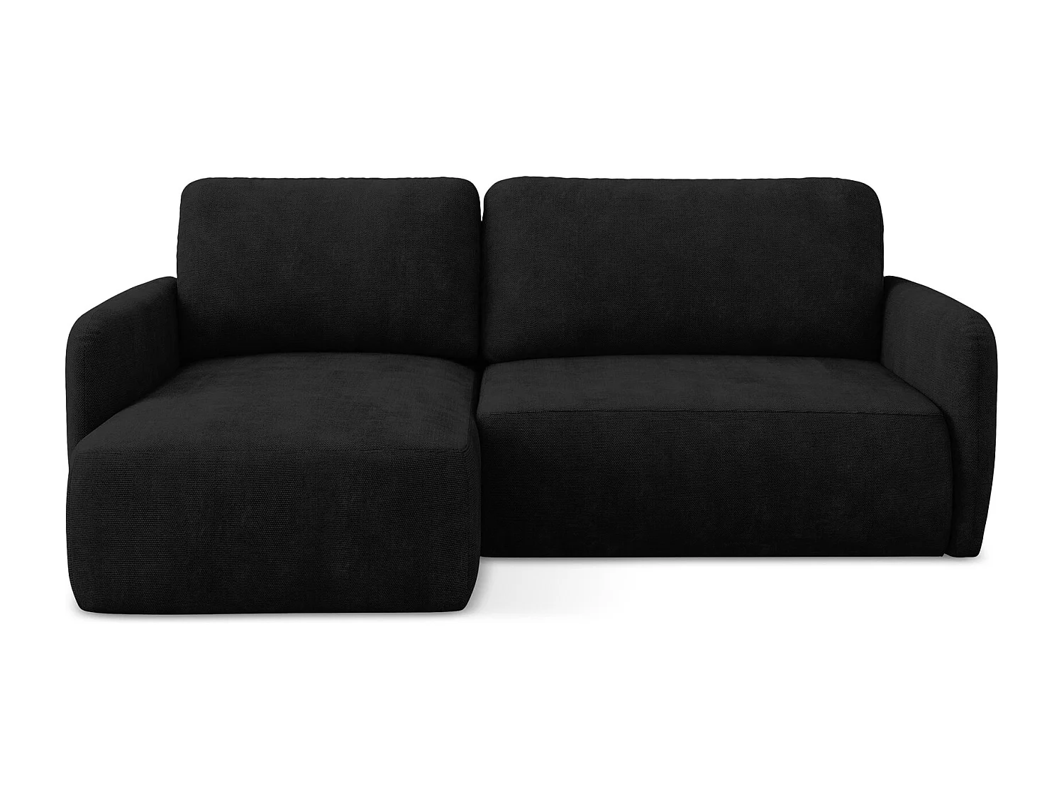 Canapé d’angle 2 places gauche convertible en tissu chenille - noir - LILO