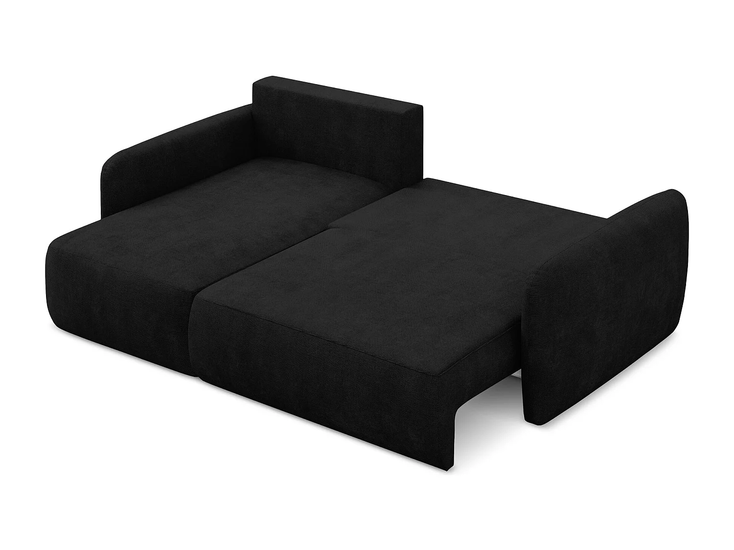 Canapé d’angle 2 places gauche convertible en tissu chenille - noir - LILO