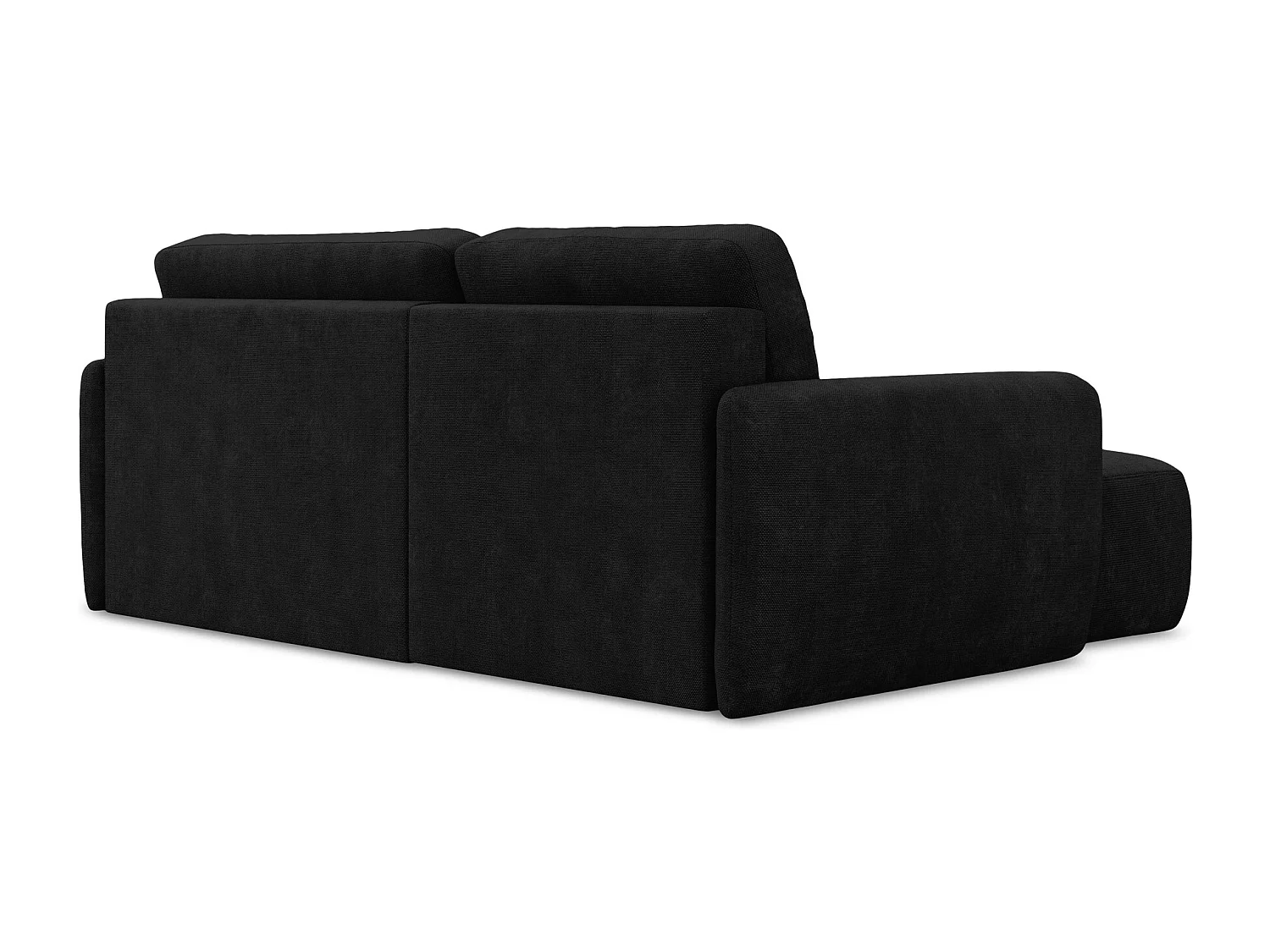 Canapé d’angle 2 places gauche convertible en tissu chenille - noir - LILO