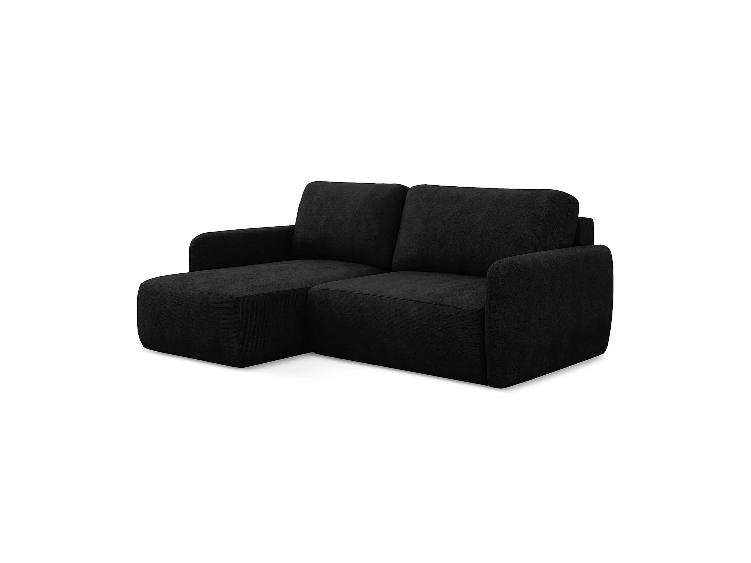 Canapé d’angle 2 places gauche convertible en tissu chenille - noir - CORLE