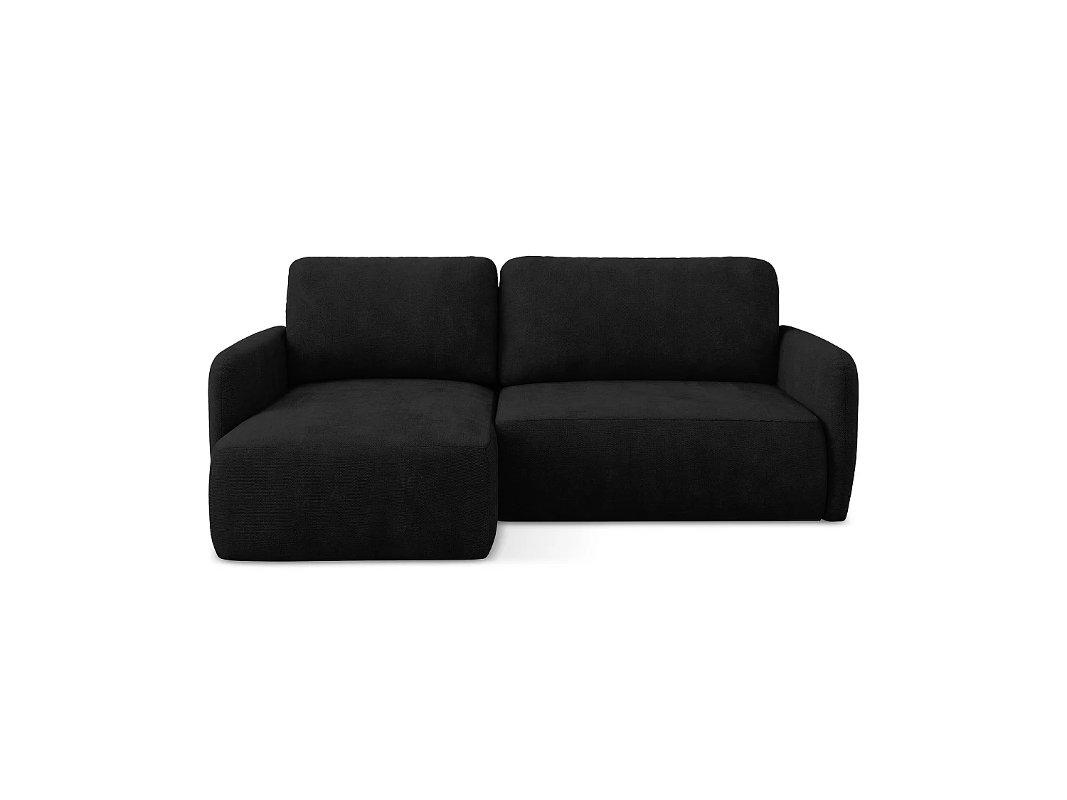 Canapé d’angle 2 places gauche convertible en tissu chenille - noir - CORLE