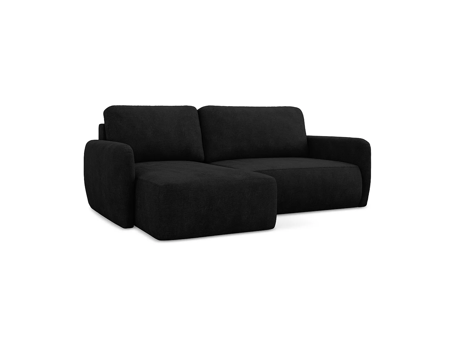 Canapé d’angle 2 places gauche convertible en tissu chenille - noir - CORLE