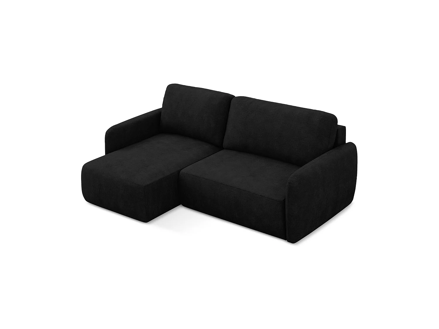 Canapé d’angle 2 places gauche convertible en tissu chenille - noir - CORLE