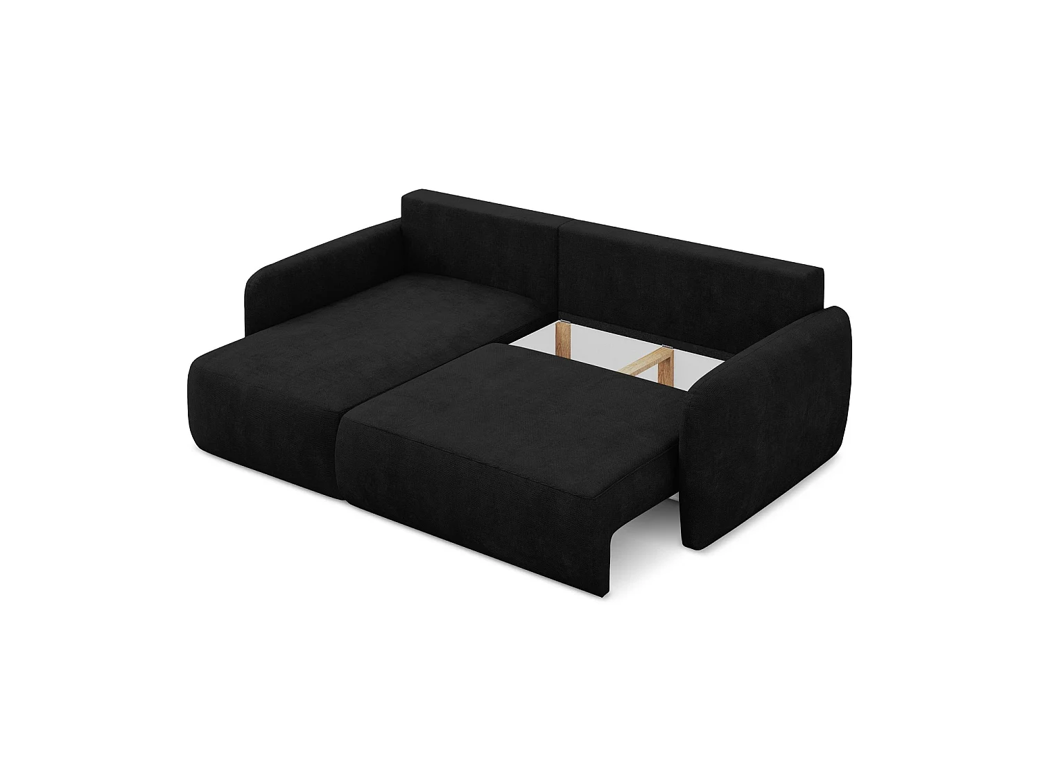 Canapé d’angle 2 places gauche convertible en tissu chenille - noir - CORLE