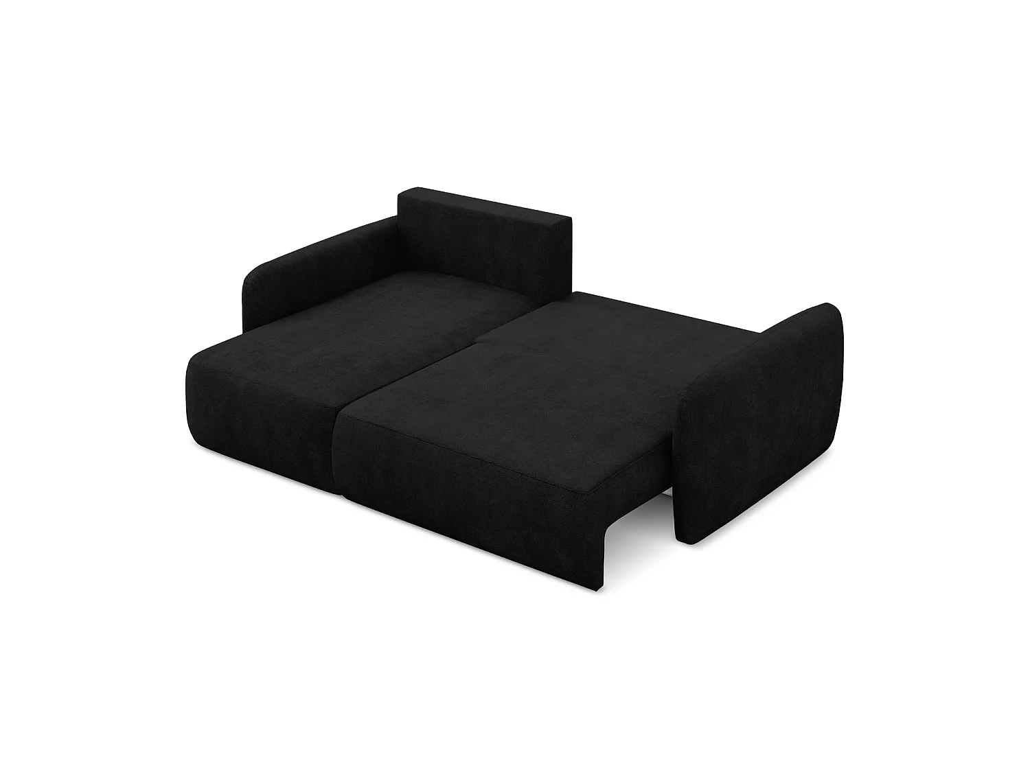 Canapé d’angle 2 places gauche convertible en tissu chenille - noir - CORLE