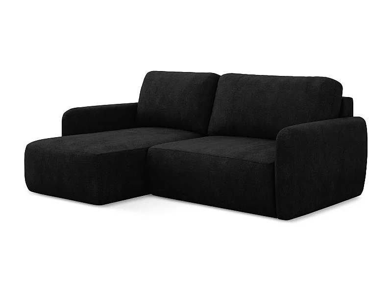 2-Sitzer Ecksofa mit Schlaffunktion - Ecke Links - Chenille - Schwarz - LILO