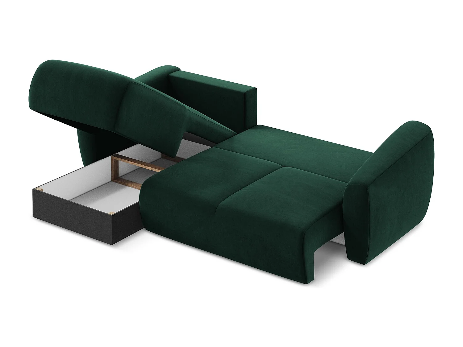Canapé d’angle 3 places gauche convertible en velours - bouteille verte - GUAVA