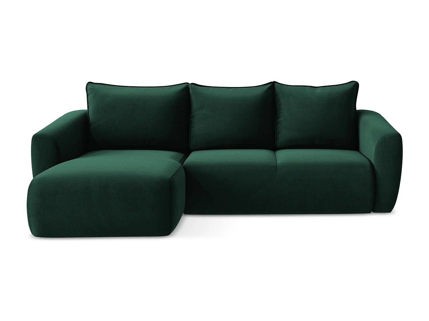 Canapé d’angle 3 places gauche convertible en velours - bouteille verte - GUAVA