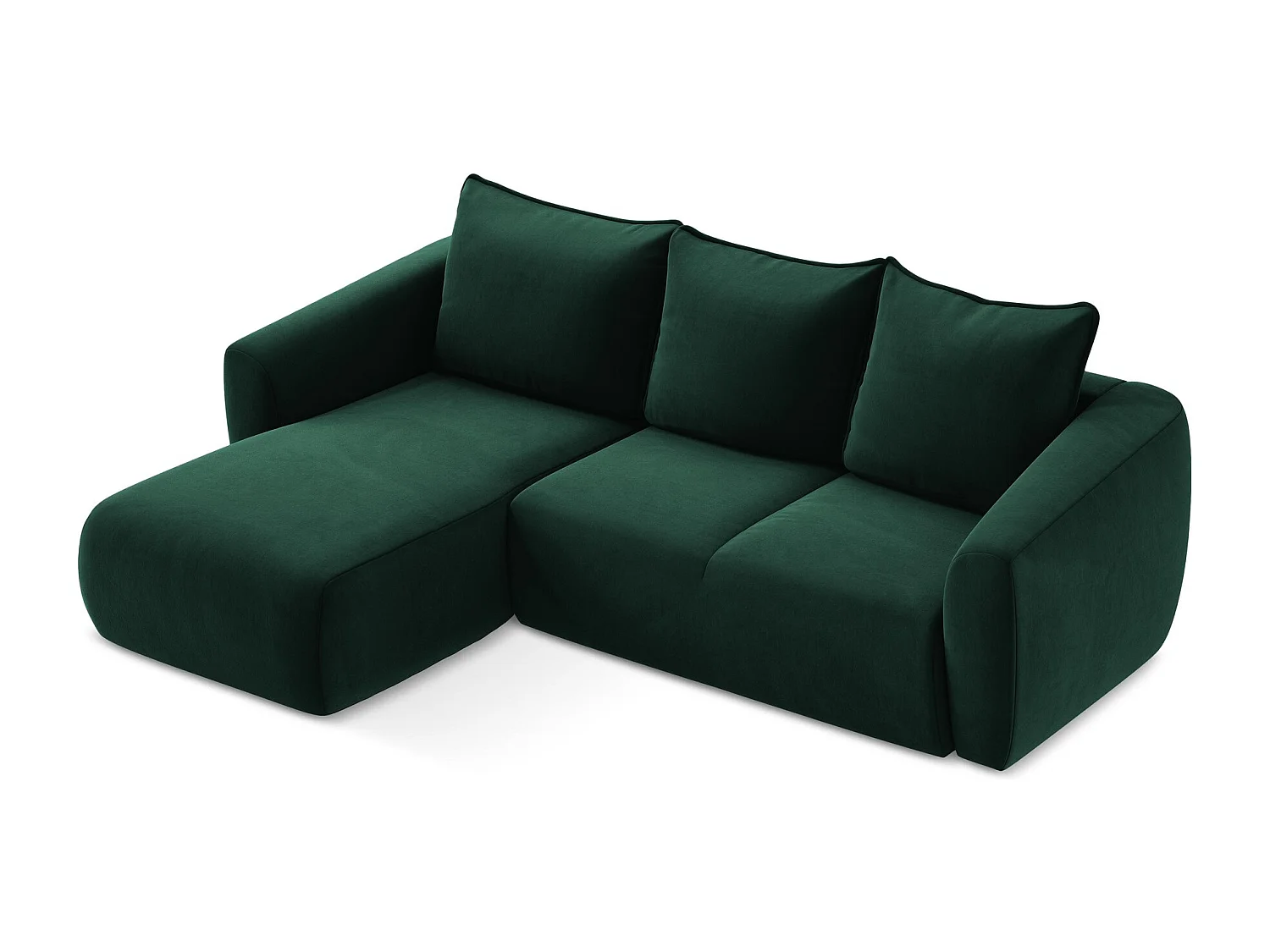 Canapé d’angle 3 places gauche convertible en velours - bouteille verte - GUAVA