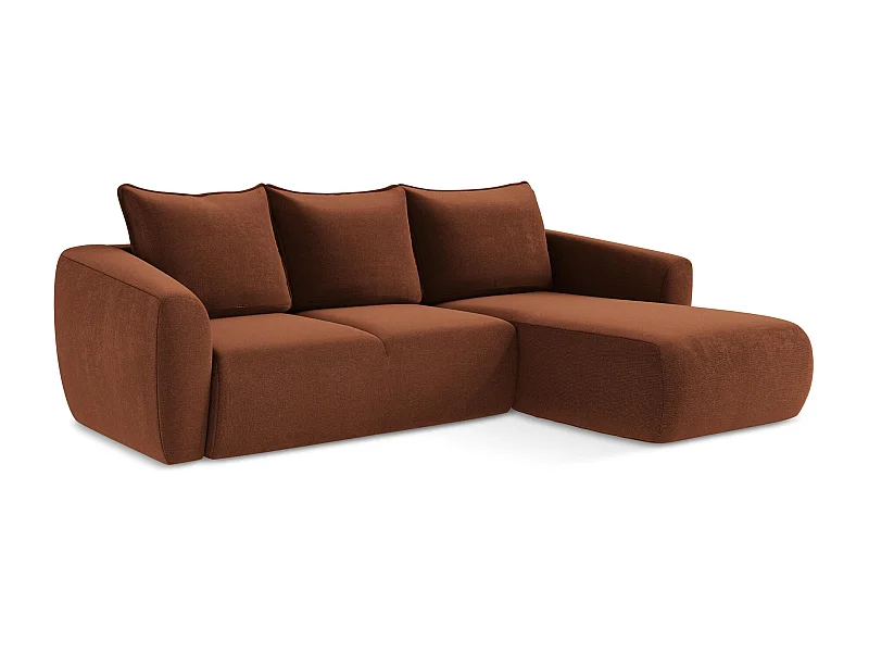 Ecksofa mit Schlaffunktion - Ecke Rechts - Strukturstoff - Terrakotta - GUAVA