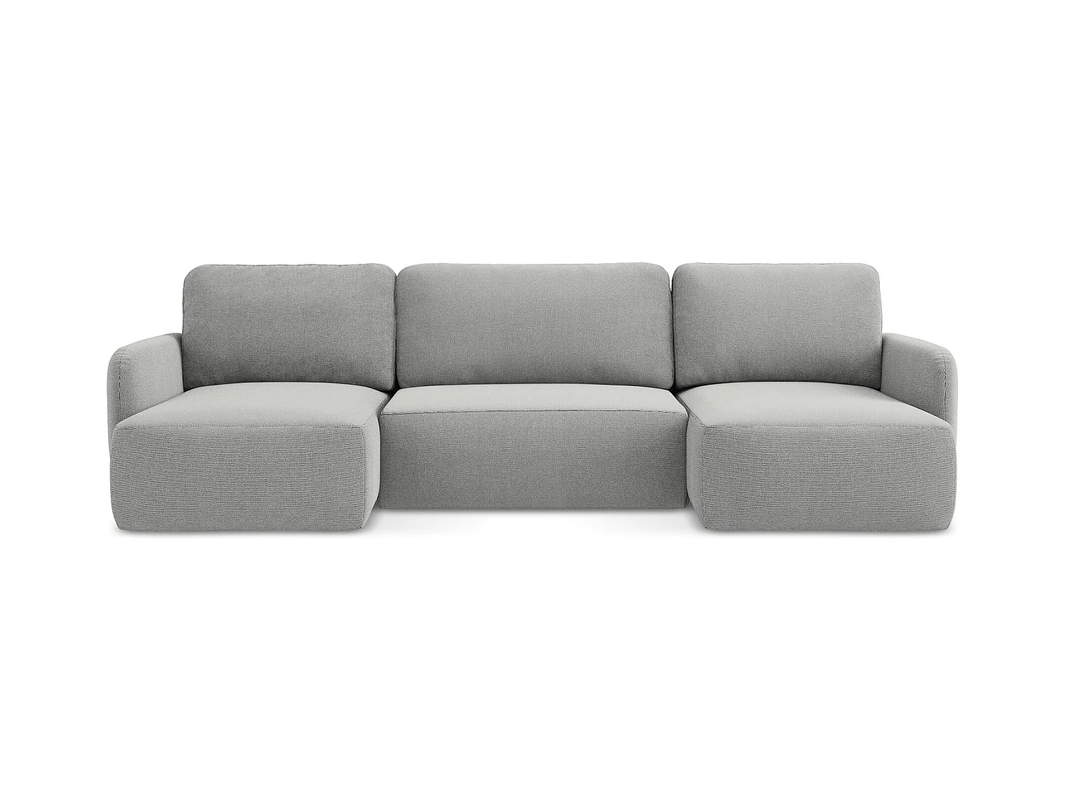 Canapé panoramique 4 places convertible en tissu texturé - gris clair - LILO