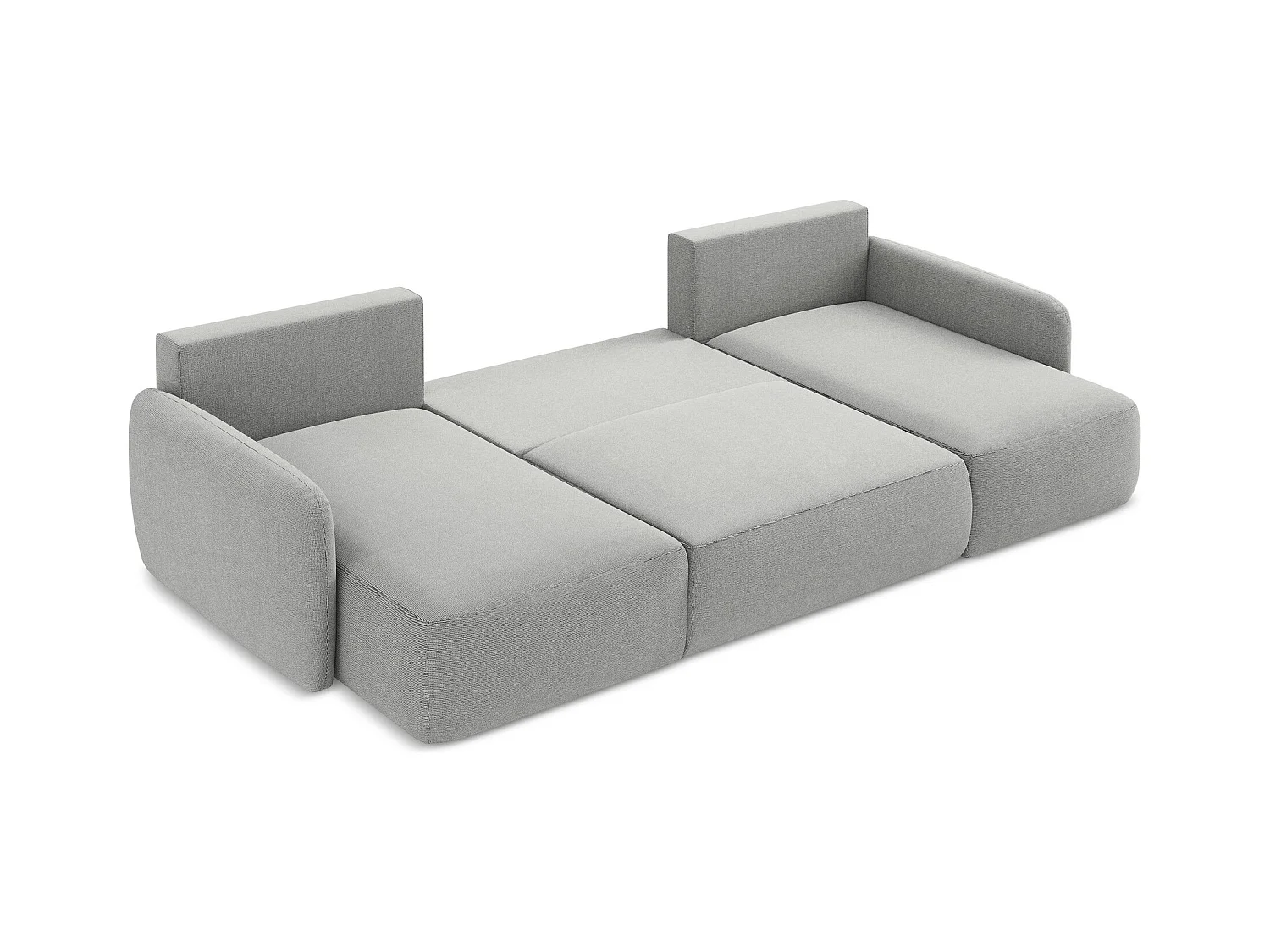 Canapé panoramique 4 places convertible en tissu texturé - gris clair - LILO